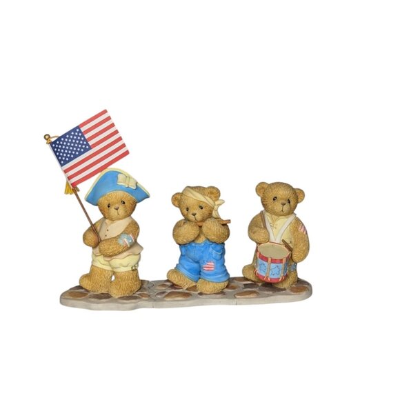 Cherished Teddies Adam Grant Madison Patriotic Parade Three Figurine Set Decor - Picture 1 of 11